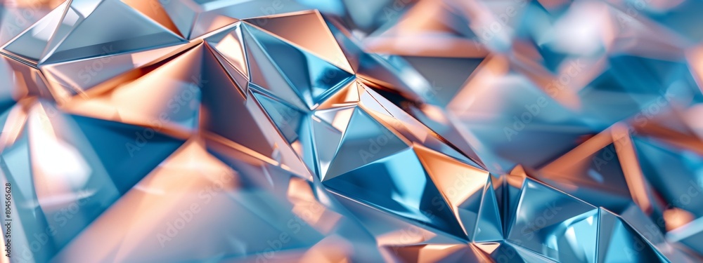 Aufkleber 3d rendering of blue and copper geometric shapes on a white background, a futuristic abstract backgr