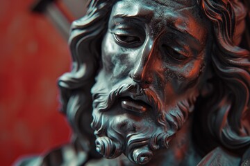 Detailed view of a statue of Jesus, suitable for religious themes