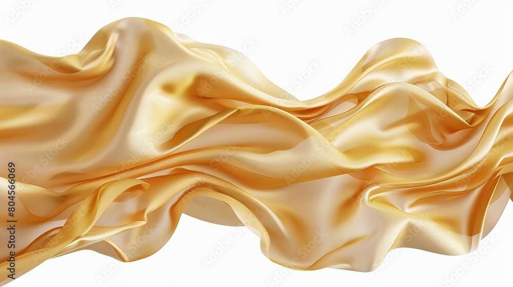 Poster 3d rendering of an elegant cloth design element, featuring a piece of blowing fabric banner in isola