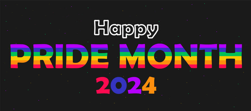 Pride month banner on dark background with space effect. lgbt poster. Celebrating rights. For banner or website printing. 2024