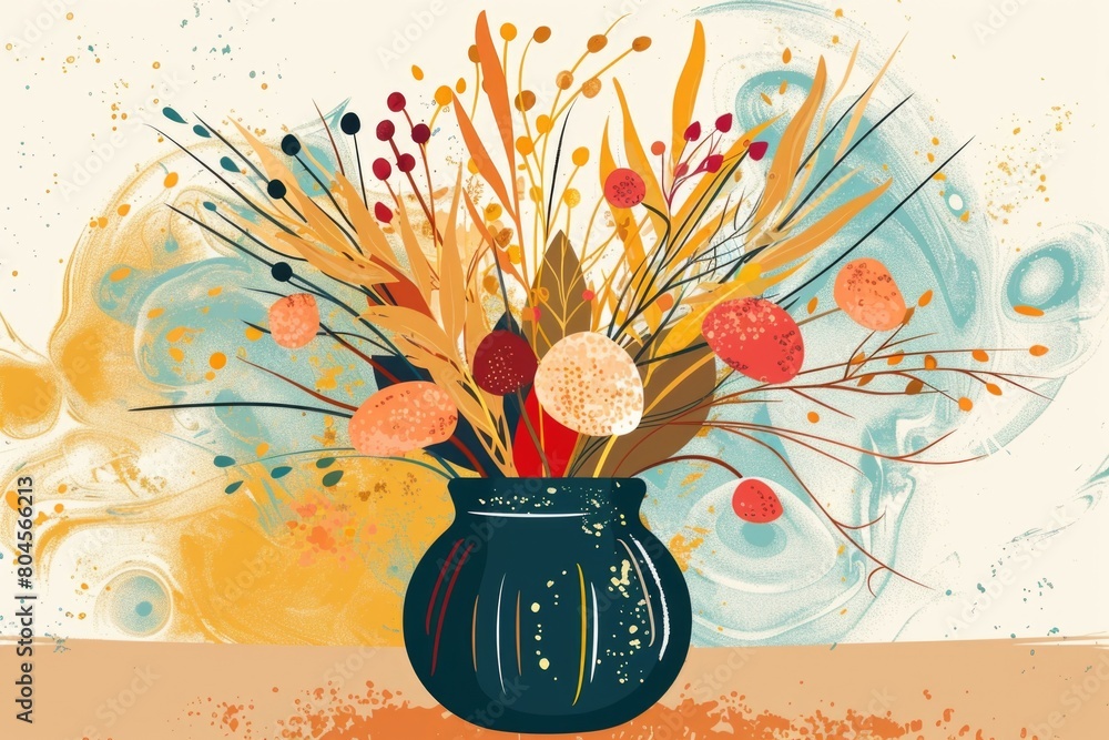 Poster A vase filled with various colored flowers, perfect for adding a pop of color to any space