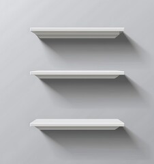 3d vector icon of wall shelf with shelves on white background