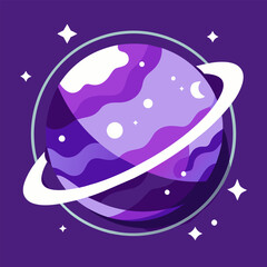 The magic of space: vector image of a purple planet against a background of stars