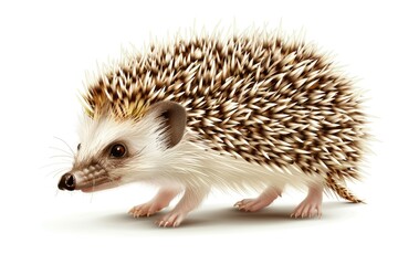 Fototapeta premium Cute hedgehog walking on a white background, perfect for animal lovers or children's illustrations