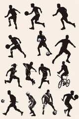 Silhouettes of men engaged in various sports activities. Ideal for sports and fitness-related designs