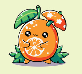 Orange cartoon alarm - Hand drawn vectoe illustraion 