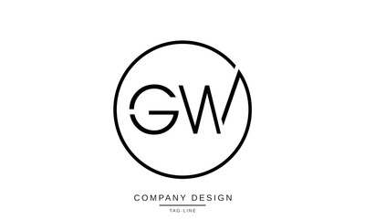 GW, WG Abstract Letters Logo Monogram design Font Icon