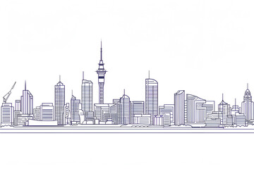 Obraz premium Auckland skyline vector line art
