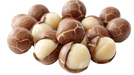 Organic Macadamia Nuts on Transparent Background - Healthy Snack Ingredient from Australia