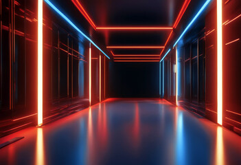 'blue 3d floor long ultraviolet background road neon cyber fashion corridor light podium tunnel performance lines red virtual empty glowing reality reflection abstract render space poduim' - Powered by Adobe