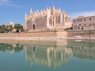 The cathedral of the Spanish city of Palma de Mallorca on the Mediterranean island of Mallorca.