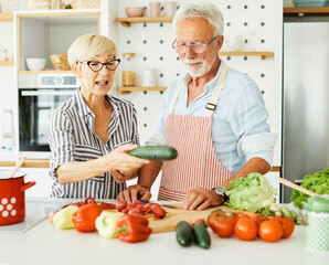 love kitchen senior woman man couple home retirement happy food smiling husband wife together person