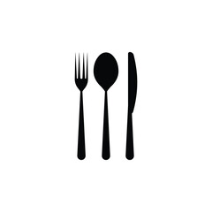 Spoon, fork, knife cutlery icon vector design silhouette
