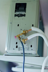 The installation stage of the outdoor air conditioner unit