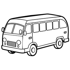 Bus outline illustration digital coloring book page line art drawing