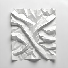 A crumpled white sheet of paper on a white background