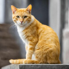 Yellow cat sit and looking for some thing