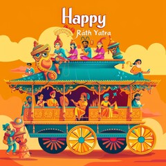 Obraz premium illustration with text to commemorate Rath Yatra 