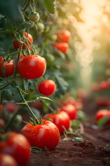 red tomatoes in the garden