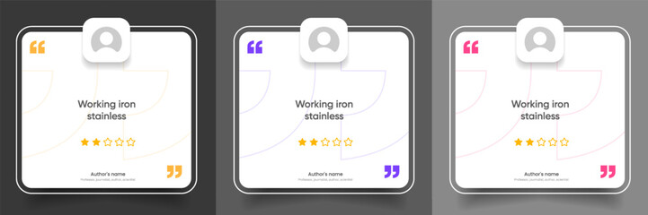 Naklejka premium 3D bubble testimonial banner, quote, infographic. Social media post template designs for quotes. Empty speech bubbles, quote bubbles and text box. Vector Illustration EPS10.