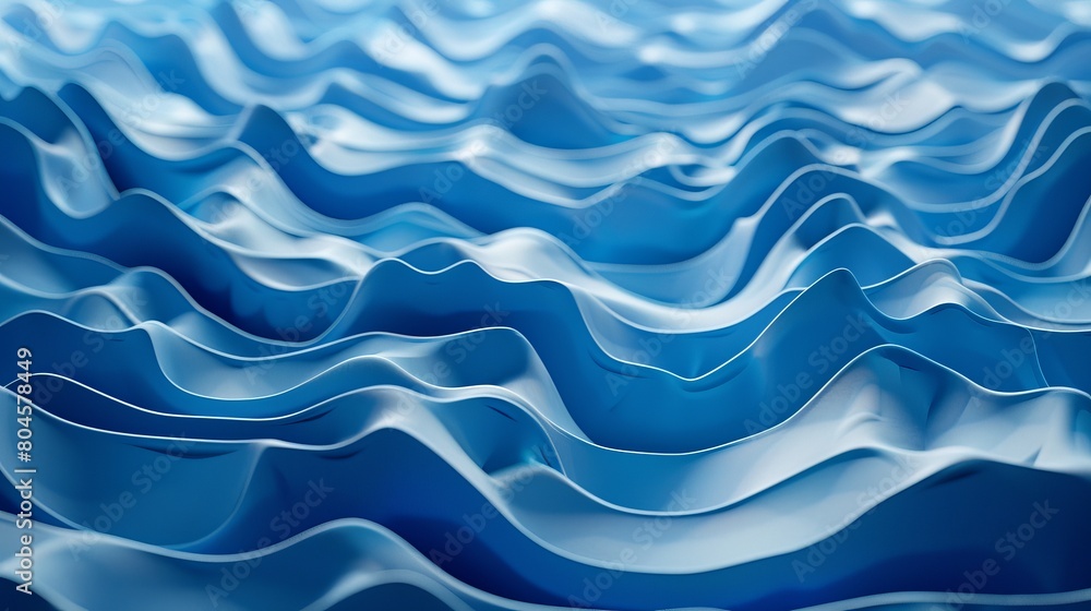 Poster Three-dimensional rendering displaying a blue wavy pattern.