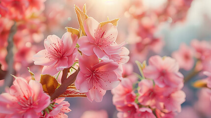 Fresh Cherry Blossoms in Spring, Soft Pink Petals Against the Sky, Embodying Renewal and Beauty
