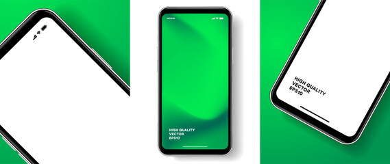 Realistic smartphone mockup. Mobile phone vector with isolated on white background. Device front view. 3D mobile phone with shadow. Realistic, high quality smart phone mockup for ui ux presentation.