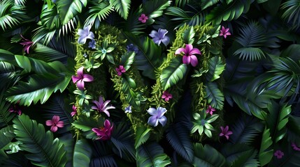 Letter "M" wrapped in wild flowers and bamboo leaves.