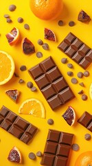 pieces of chocolate bar with orange mins flakes on a plain plate
