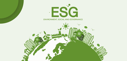 ESG - Environment Society and Governance. ESG concepts on environmental social. Sustainable corporation development.