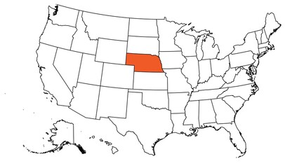 Fototapeta premium The outline of the US map with state borders. The US state of Nebraska