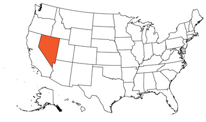 Fototapeta premium The outline of the US map with state borders. The US state of Nevada