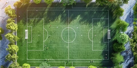 Aerial view of football and soccer field Stadium Generative AI