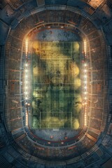 Aerial view of football and soccer field Stadium Generative AI