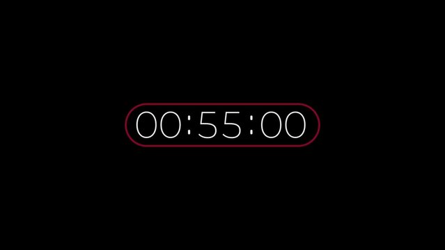 Numerical digital clock with countdown of minutes, seconds and tenths of a second