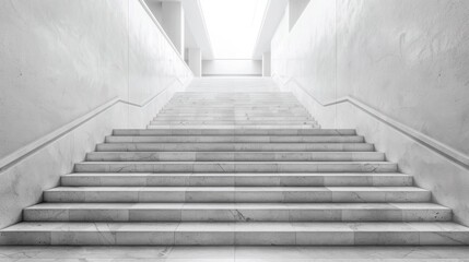 A stairway with white marble steps leading to a light, AI - Powered by Adobe