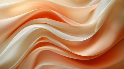 Flowing satin fabric in warm shades of peach and cream