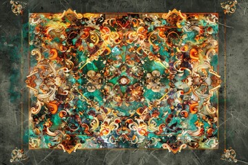 Lavish antique baroque, barocco ornate marble ceiling frame non linear reformation design. elaborate ceiling with intricate accents depicting classic elegance and architectural beauty