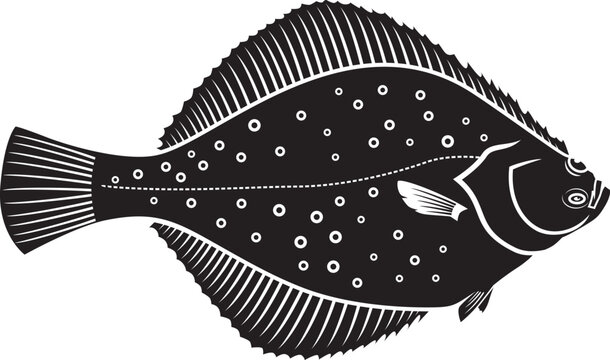 black and white flounder fish clip art preview