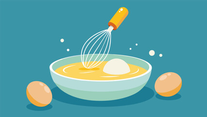 The theutic rhythm of whisking eggs into a frothy mixture creating the base for a delicious quiche..