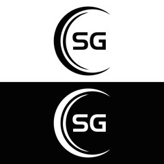 SG logo. S G design. White SG letter. SG, S G letter logo design. Initial letter SG linked circle uppercase monogram logo. S G letter logo vector design.