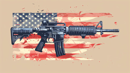 Machine gun and USA Flag