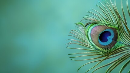 Obraz premium A close-up of a peacock's spread-out tail feathers