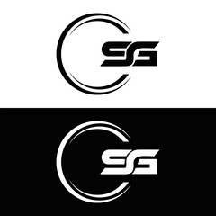 SG logo. S G design. White SG letter. SG, S G letter logo design. Initial letter SG linked circle uppercase monogram logo. S G letter logo vector design.