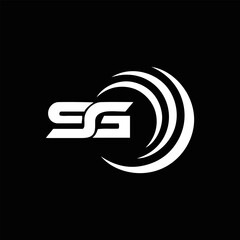 SG logo. S G design. White SG letter. SG, S G letter logo design. Initial letter SG linked circle uppercase monogram logo. S G letter logo vector design.