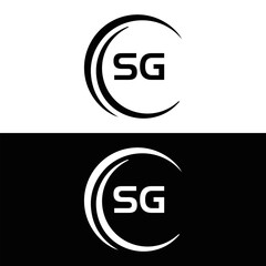 SG logo. S G design. White SG letter. SG, S G letter logo design. Initial letter SG linked circle uppercase monogram logo. S G letter logo vector design.