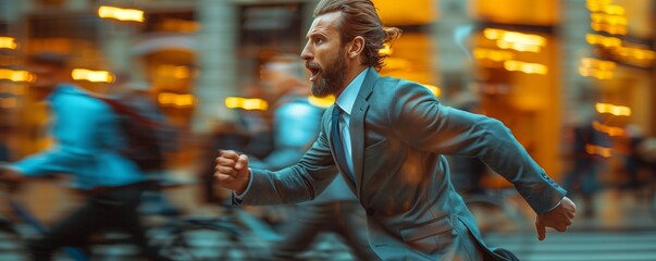 Man running through the urban setting
