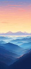 misty sunrise over mountains