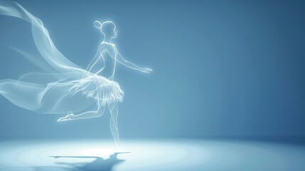   A crisp image of a woman in a white dress against a blue backdrop, with a distinct white bird in the foreground