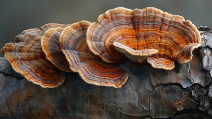 Explore the hidden world of nature with a close-up image of fungus thriving on the textured surface of tree bark, showcasing the intricate beauty and resilience of these often-overlooked organisms. 